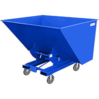 Jescraft 2 Cubic Yard 10 Gauge Steel Self-Dumping Forklift Hopper with 8" HPE Casters and Bumper Release DH-20BRPL8-2R2SMD - 3000 lb. Capacity