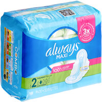 Always Maxi 18-Count Unscented Menstrual Pad with Wings - Size 2 Long Super - 8/Case