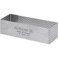 de Buyer Valrhona 4 11/16" x 1 1/2" x 1 3/8" Rectangular Perforated Stainless Steel Tart Ring 3098.3