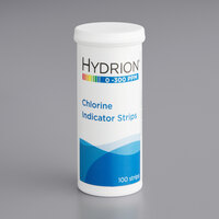 Hydrion CH-300 Chlorine 0-300ppm High-Range Sanitizer / Disinfectant Test Strips - 100/Pack