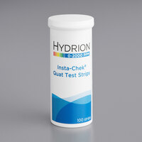 Hydrion QT-2000 Quaternary 0-2000ppm High-Range Sanitizer / Disinfectant Test Strips - 100/Pack