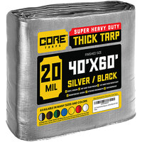 Core Tarps 40' x 60' Silver / Black Extreme Heavy-Duty Weatherproof 20 Mil Poly Tarp with Reinforced Edges