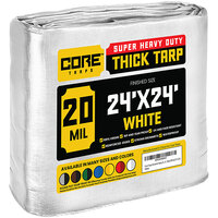 Core Tarps 24' x 24' White Extreme Heavy-Duty Weatherproof 20 Mil Poly Tarp with Reinforced Edges