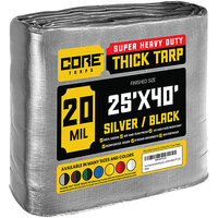 Core Tarps 25' x 40' Silver / Black Extreme Heavy-Duty Weatherproof 20 Mil Poly Tarp with Reinforced Edges