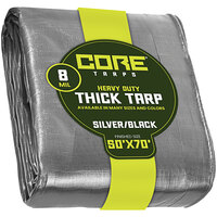Core Tarps 50' x 70' Silver / Black Heavy-Duty Weatherproof 8 Mil Poly Tarp with Reinforced Edges
