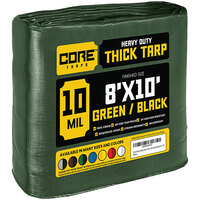 Core Tarps 8' x 10' Green / Black Heavy-Duty Weatherproof 10 Mil Poly Tarp with Reinforced Edges