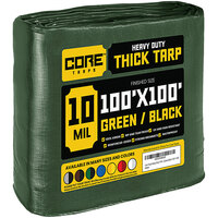 Core Tarps 100' x 100' Green / Black Heavy-Duty Weatherproof 10 Mil Poly Tarp with Reinforced Edges