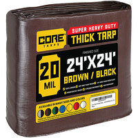 Core Tarps 24' x 24' Brown / Black Extreme Heavy-Duty Weatherproof 20 Mil Poly Tarp with Reinforced Edges