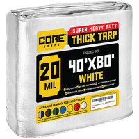 Core Tarps 40' x 80' White Extreme Heavy-Duty Weatherproof 20 Mil Poly Tarp with Reinforced Edges