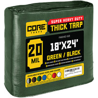 Core Tarps 18' x 24' Green / Black Extreme Heavy-Duty Weatherproof 20 Mil Poly Tarp with Reinforced Edges