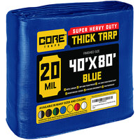 Core Tarps 40' x 80' Blue Extreme Heavy-Duty Weatherproof 20 Mil Poly Tarp with Reinforced Edges