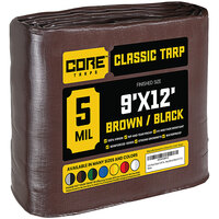 Core Tarps 9' x 12' Brown / Black Classic Weatherproof 5 Mil Poly Tarp with Reinforced Edges