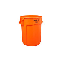 Rubbermaid BRUTE 2119307 44 Gallon Orange Round High Visibility Trash Can