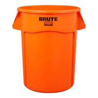 Rubbermaid BRUTE 2119307 44 Gallon Orange Round High Visibility Trash Can