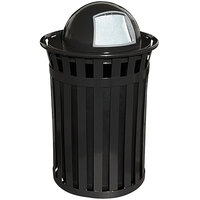 Witt Industries M5001-DT-BK Oakley Standard 50 Gallon Black Steel Decorative Waste Receptacle with Push Door Dome Top Lid