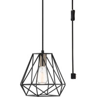 Globe Modern Dark Bronze Plug-In or Hardwire Pendant Light with Cage Shade - 120V, 60W