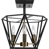 Globe Vintage Dark Bronze / Antique Brass Semi-Flush Mount Light - 120V, 60W