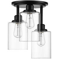 Globe Modern Matte Black / Clear Glass Flush Mount Light - 120V, 60W