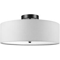 Globe Minimalist White Linen / Dark Bronze Flush Mount Light - 120V, 60W