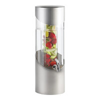 Cal-Mil 1990-3-55 3 Gallon Round Stainless Steel Beverage Dispenser with Ice Chamber - 8 1/4" x 10 1/2" x 23 1/2"