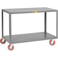 Little Giant 30" x 72" x 34" Heavy-Duty Mobile 2-Shelf Steel Table with 6" Polyurethane Swivel Casters IP-3072-2-6PY