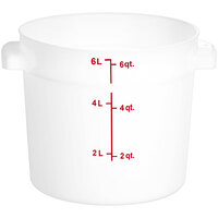 Carlisle 6 Qt. White Round Polyethylene Food Storage Container