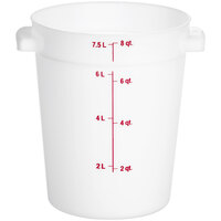 Carlisle 8 Qt. White Round Polyethylene Food Storage Container