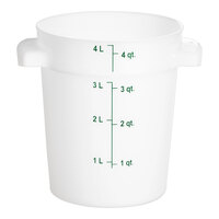 Carlisle 4 Qt. White Round Polyethylene Food Storage Container