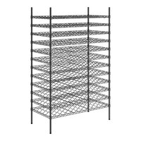 Regency 24" x 48" 12 Shelf 264-Bottle Black Epoxy Wire Wine Rack with 74" Posts