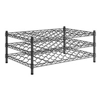 Regency 24" x 36" 3 Shelf 48-Bottle Black Epoxy Wire Wine Rack with 14" Posts