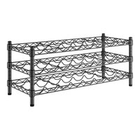 Regency 14" x 36" 3 Shelf 24-Bottle Black Epoxy Wire Wine Rack with 14" Posts