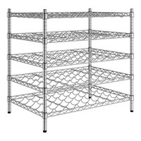 Regency 24" x 36" 5 Shelf 80-Bottle Chrome Wire Wine Rack with 34" Posts