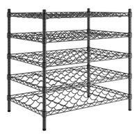 Regency 24" x 36" 5 Shelf 80-Bottle Black Epoxy Wire Wine Rack with 34" Posts