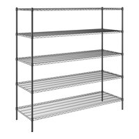 Steelton 24" x 72" NSF Black Epoxy 5-Shelf Kit with 72" Posts