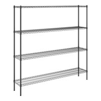 Steelton 14" x 72" NSF Black Epoxy 4-Shelf Kit with 72" Posts