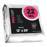 ProTarp 12' x 20' White Extreme Heavy-Duty Weatherproof 22 Mil Poly Tarp with Reinforced Edges