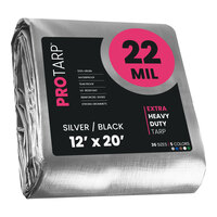 ProTarp 12' x 20' Silver / Black Extreme Heavy-Duty Weatherproof 22 Mil Poly Tarp with Reinforced Edges