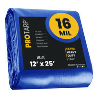 ProTarp 12' x 25' Blue Extra Heavy-Duty Weatherproof 16 Mil Poly Tarp with Reinforced Edges