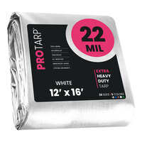 ProTarp 12' x 16' White Extreme Heavy-Duty Weatherproof 22 Mil Poly Tarp with Reinforced Edges