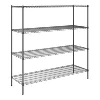 Steelton 24" x 72" NSF Black Epoxy 4-Shelf Kit with 72" Posts