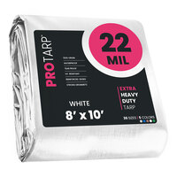 ProTarp 8' x 10' White Extreme Heavy-Duty Weatherproof 22 Mil Poly Tarp with Reinforced Edges