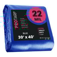 ProTarp 30' x 40' Blue Extreme Heavy-Duty Weatherproof 22 Mil Poly Tarp with Reinforced Edges