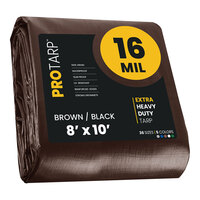 ProTarp 8' x 10' Brown / Black Extra Heavy-Duty Weatherproof 16 Mil Poly Tarp with Reinforced Edges