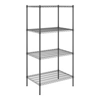 Steelton 24" x 36" NSF Black Epoxy 4-Shelf Kit with 72" Posts