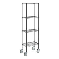 Steelton 14" Wide NSF Black Epoxy 4-Shelf Kit with 72" Posts and Casters