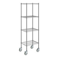 Steelton 18" Wide NSF Chrome 4-Shelf Kit with 72" Posts and Casters