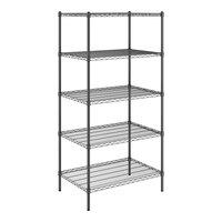 Steelton 24" x 36" NSF Black Epoxy 5-Shelf Kit with 72" Posts