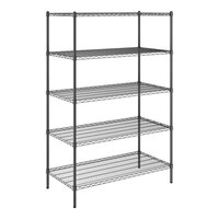 Steelton 24" x 48" NSF Black Epoxy 5-Shelf Kit with 72" Posts