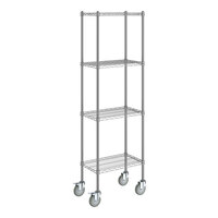 Steelton 14" Wide NSF Chrome 4-Shelf Kit with 72" Posts and Casters