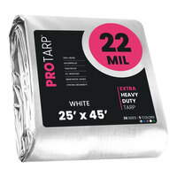 ProTarp 25' x 45' White Extreme Heavy-Duty Weatherproof 22 Mil Poly Tarp with Reinforced Edges